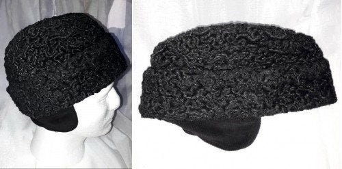 Vintage Men's Faux Fur Hat Black Faux 