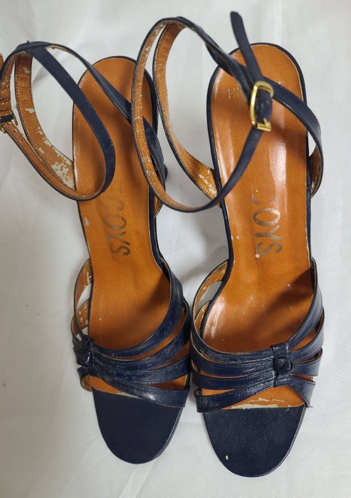 navy blue stiletto sandals