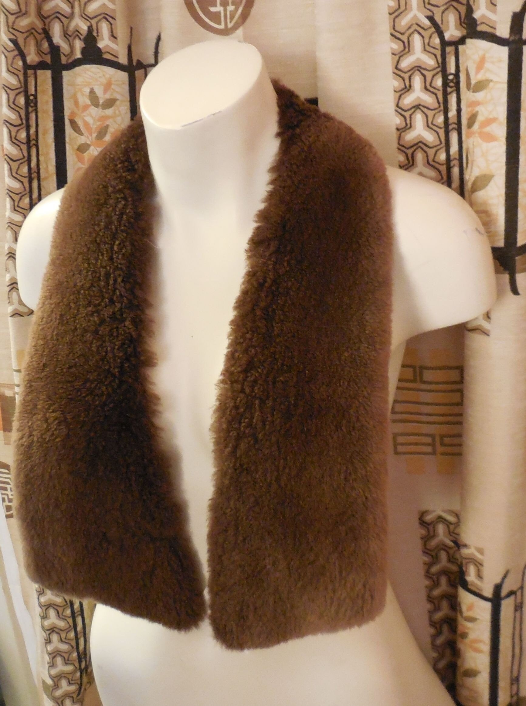 Vintage Fur Scarf 1950s 60s Long Ultra Soft Fluffy Brown Fur Stole