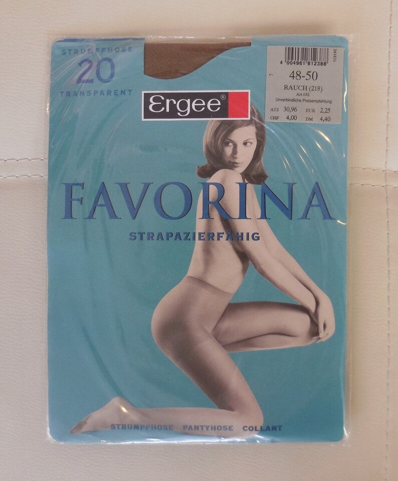 DEADSTOCK Vintage Pantyhose Three Pair 1980s early 90s Unworn German Ergee 20 Denier Transparent Strumpfhose Natur Makeup Color XL XXL 48 50