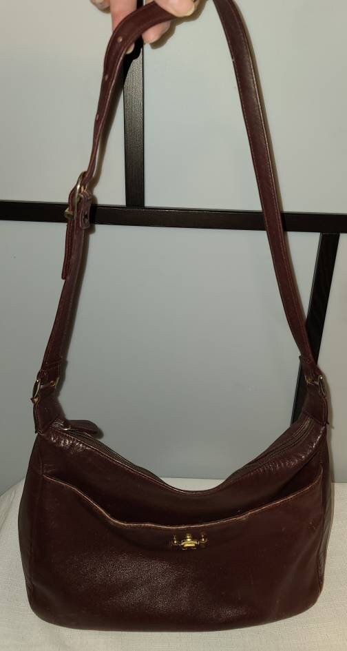 Vintage Designer Purse 1980s Etienne Aigner Dark Oxblood Leather