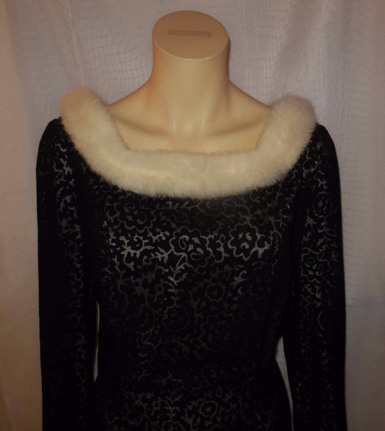 gown with fur trim