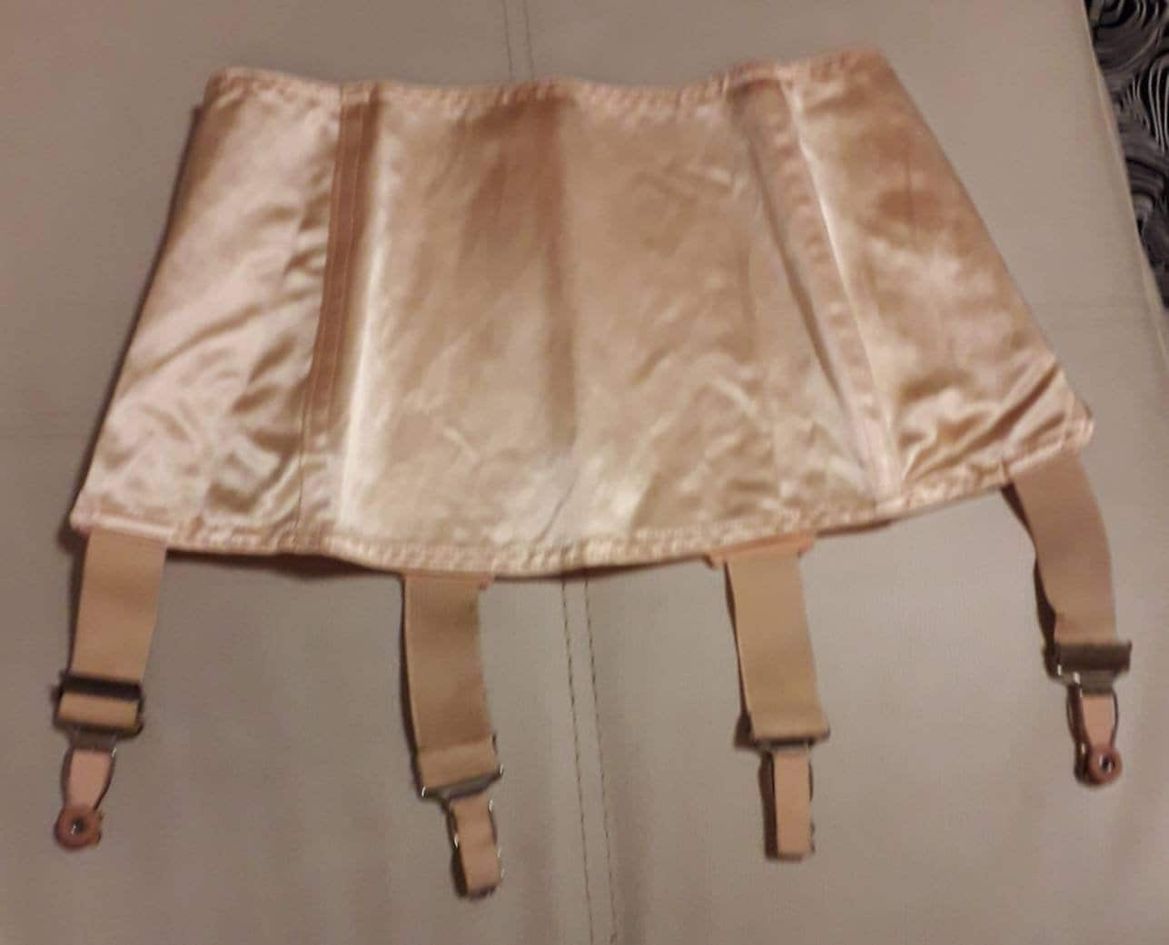 Unworn Vintage Girdle 1950s Pink Satin Open Bottom Girdle
