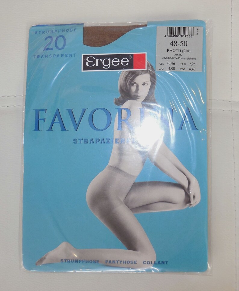 DEADSTOCK Vintage Pantyhose Three Pair 1980s early 90s Unworn German Ergee 20 Denier Transparent Strumpfhose Natur Makeup Color XL XXL 48 50