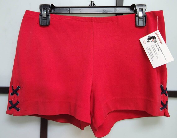SALE NEW WOMENS 'RAINED ON' FLY53 RETRO HOT PANT SHORTS IN RED K41 