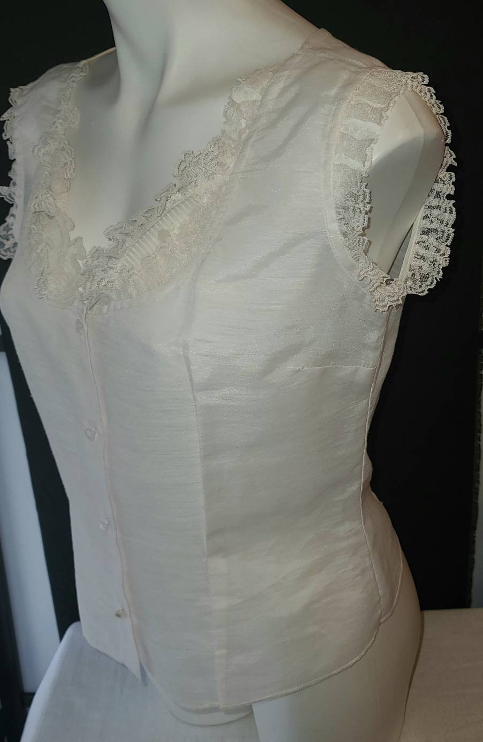 Vintage 1950s Blouse White Sleeveless Cotton Blend Summer | Etsy