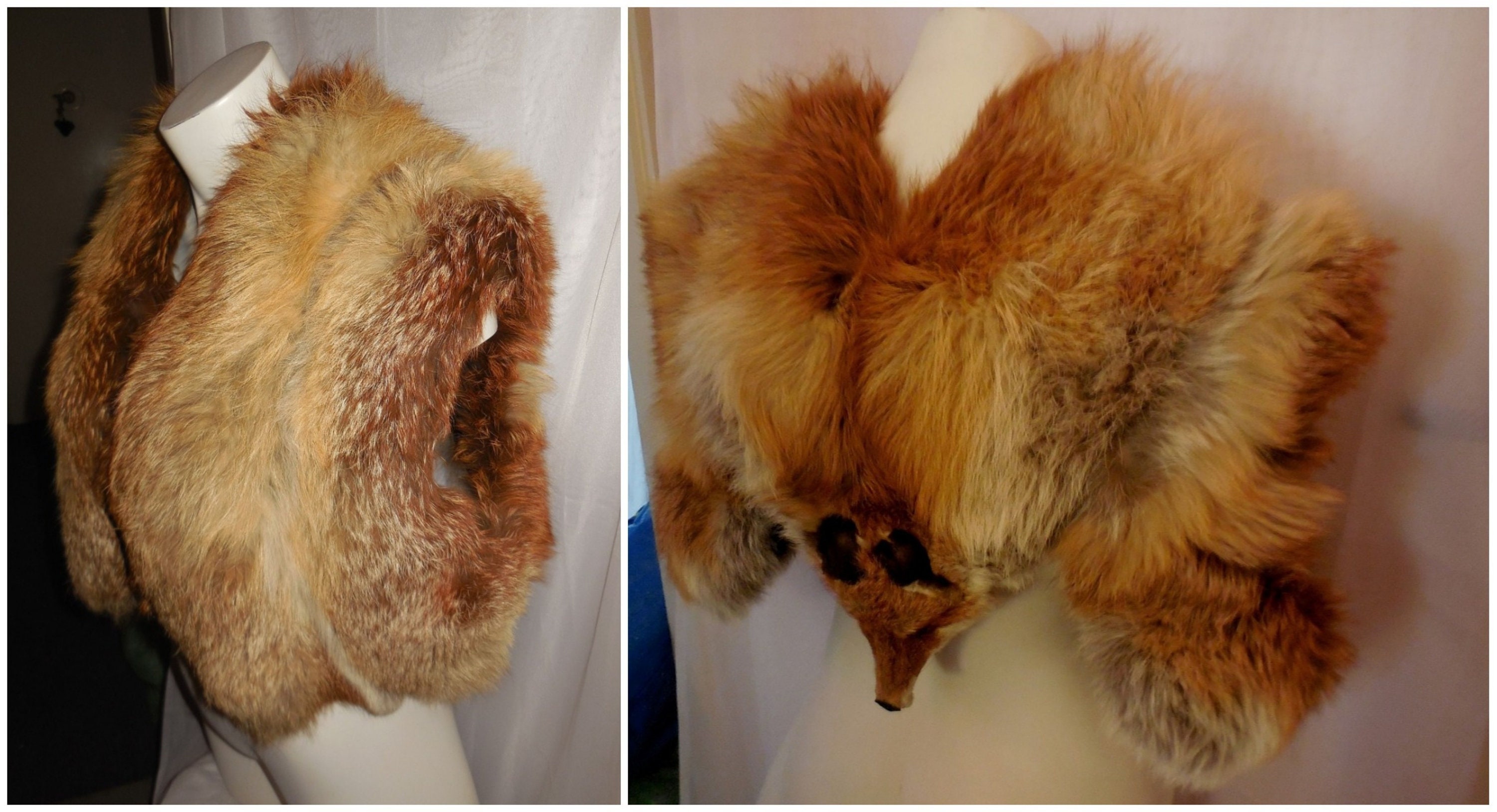 vintage fox fur stole with head