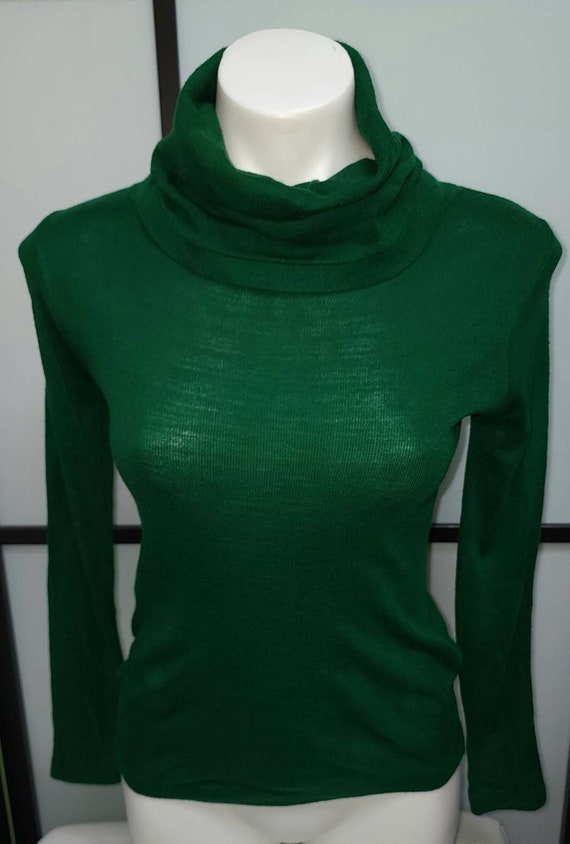 HOLD for S Vintage Turtleneck 1970s Green Acrylic Pul… - Gem