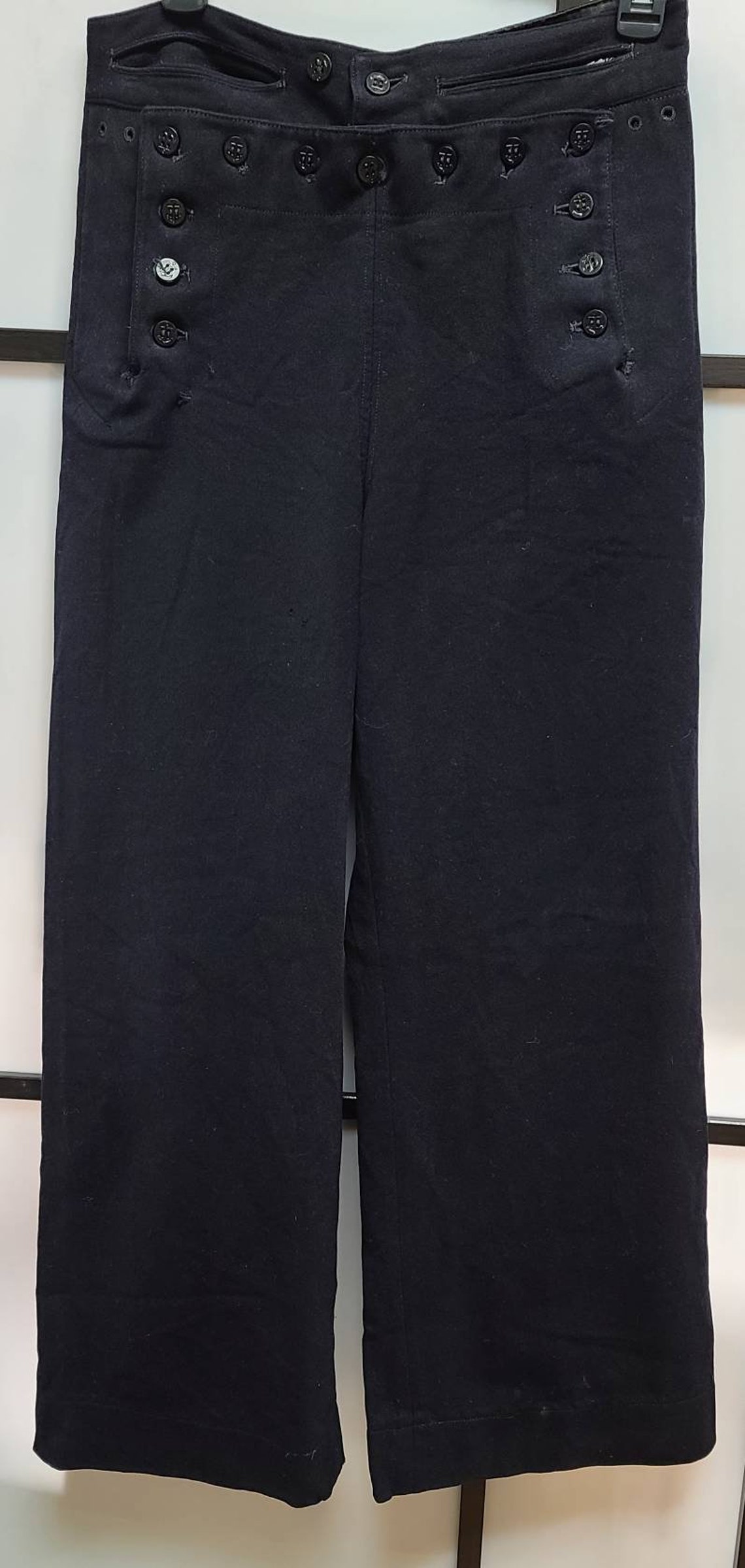 Vintage US Navy Pants 1940s WWII Dark Blue Wool Button Sailor | Etsy