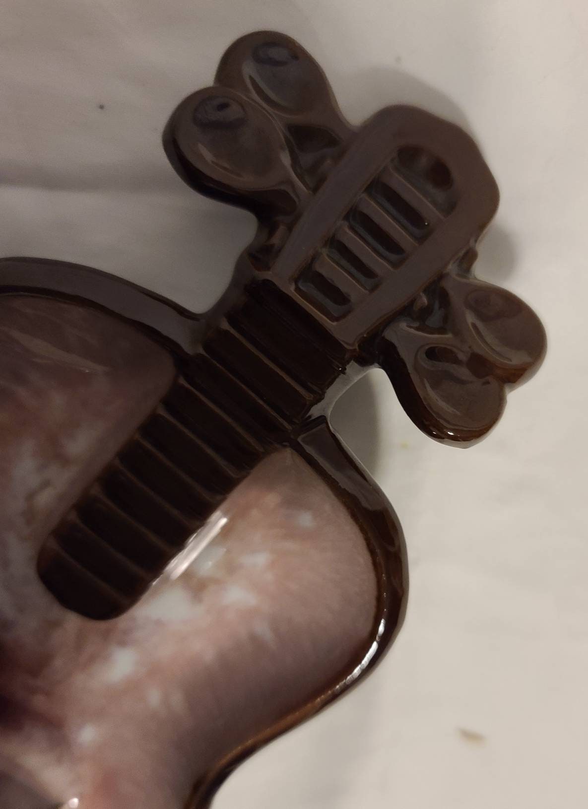 Vintage Guitar Ashtray 1950s 60s Pink Brown Ceramic Guitar Shape