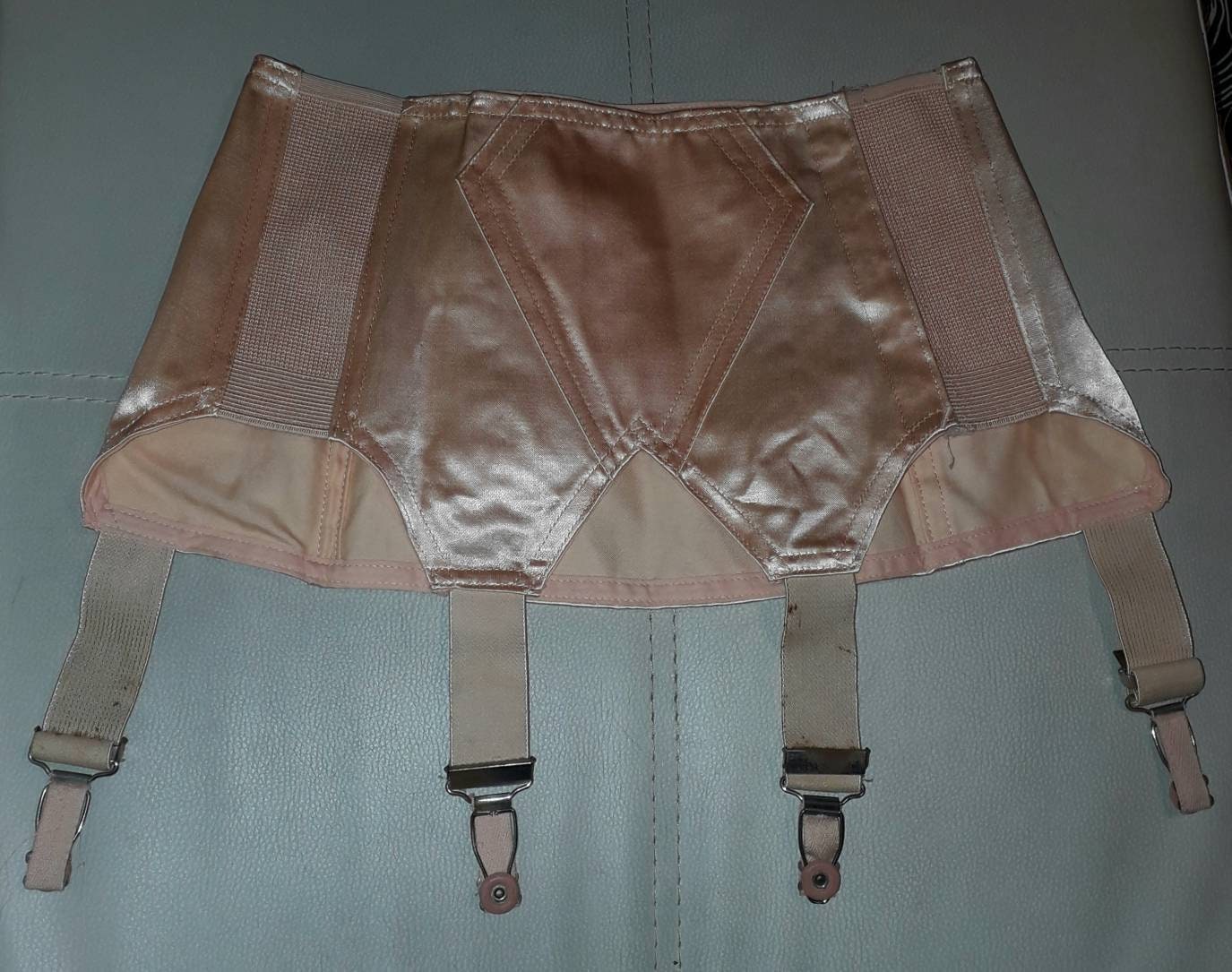 Unworn Vintage Girdle 1950s Pink Satin Open Bottom Girdle