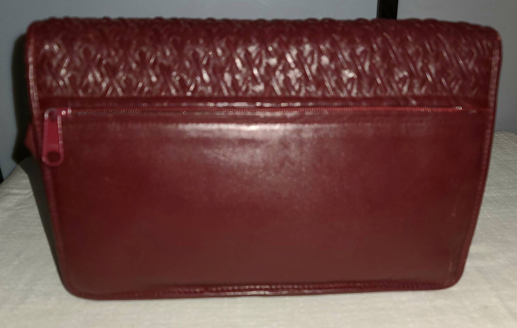 SALE Vintage Aigner Purse 1980s Oxblood Maroon Leather Basket Weave