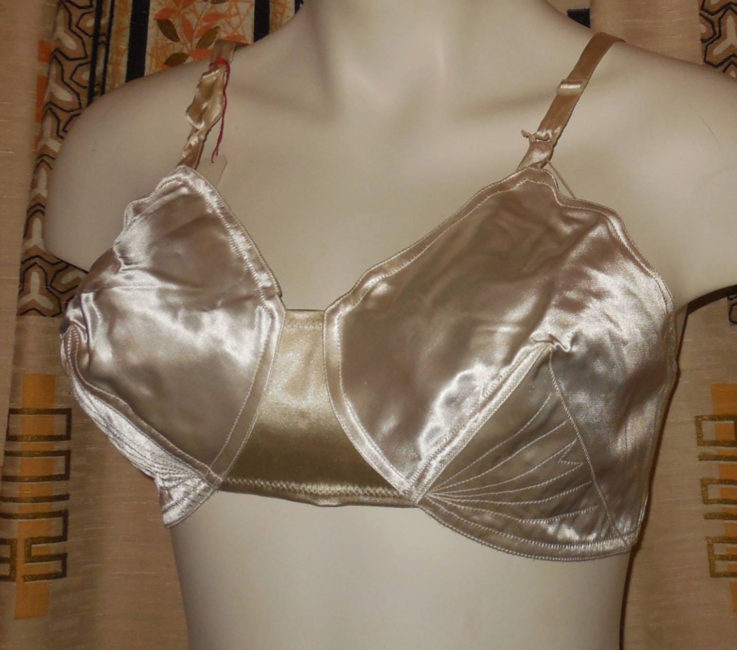 Satin Bra & Panty Teens In A Sexy Group Photo DEADSTOCK Vintage Bra 1940s 50s White Satin French Bra Art Deco NWT Unworn Fatma Rockabilly