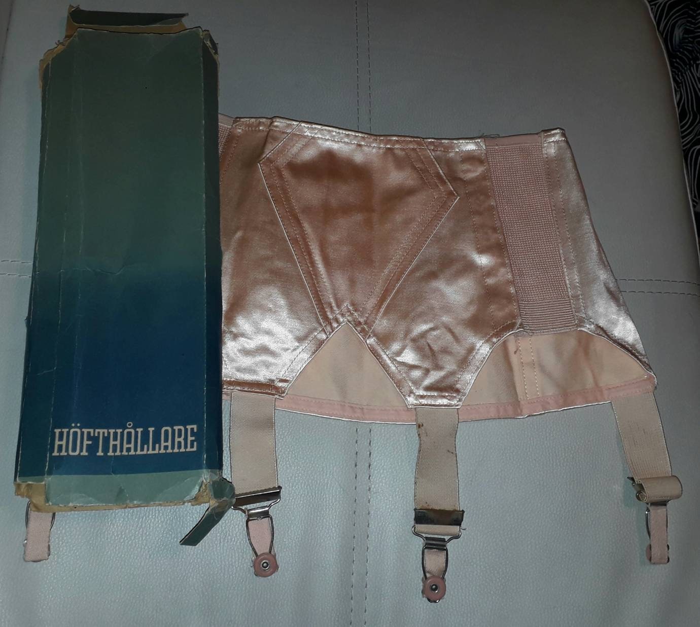Unworn Vintage Girdle 1950s Pink Satin Open Bottom Girdle