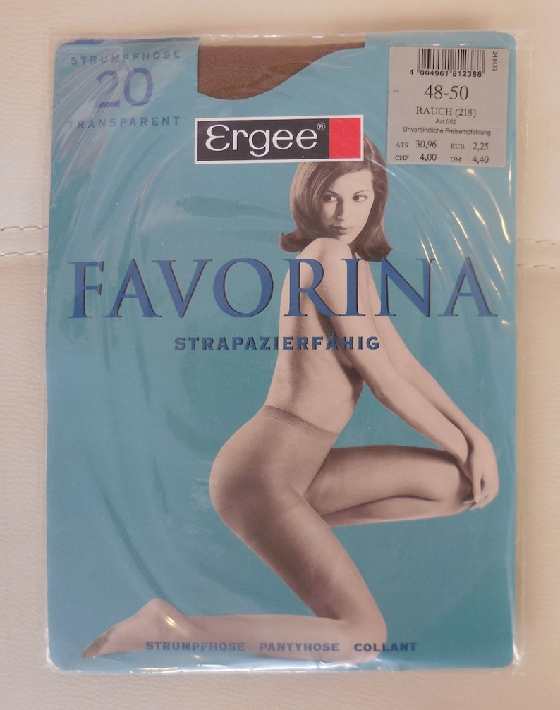 DEADSTOCK Vintage Pantyhose Three Pair 1980s early 90s Unworn German Ergee 20 Denier Transparent Strumpfhose Natur Makeup Color XL XXL 48 50