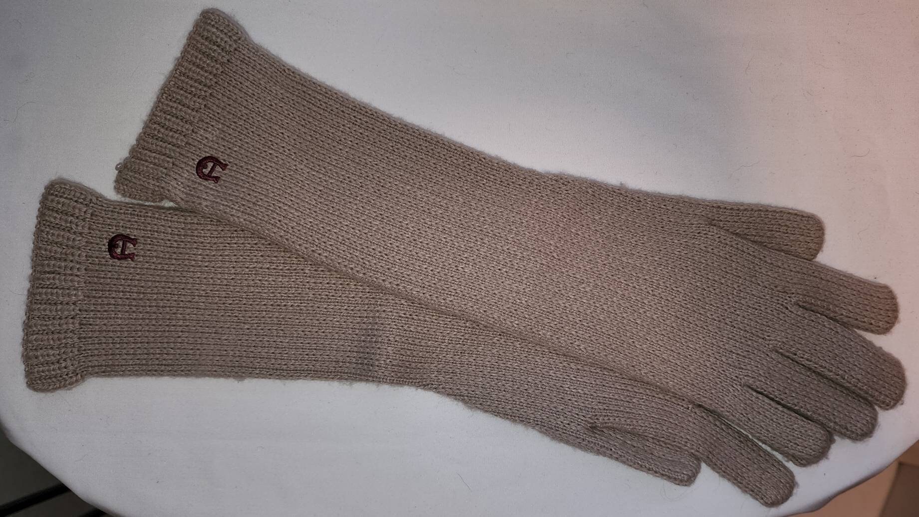 Vintage Etienne Aigner Gloves Beige Knit Long Gloves Forearm Length