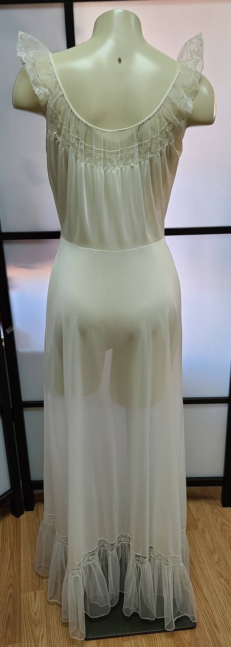 Vintage 1950s Nightgown Long Vanity Fair Semi Sheer White | Etsy