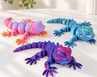 3D-geprinte beweegbare leguaan, flexibel hagedisje om mee te friemelen, cadeau voor reptielenliefhebbers, beweegbare bureauvriend