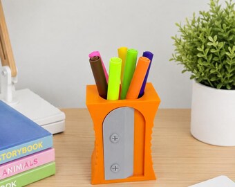 Puntenslijper/pennenhouder, bureau-organizer voor leerkrachten, 3D-geprinte pennenhouder, organizer voor schoolspullen, bureau-decoratie voor kinderen, pennenhouder voor op kantoor