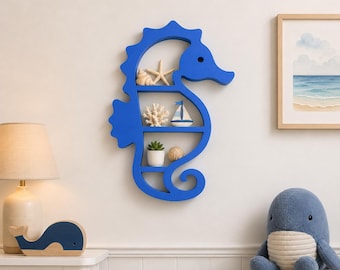 Zeepaardjes wandplank | Kustthema kinderkamerdecoratie | 3D-geprinte oceaanplank | Nautische kinderkamer | Strandhuis wanddecoratie | Kraamcadeau