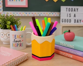3D-geprinte pennenhouder | Leuke pennenhouder | Bureau-organizer voor leerkrachten | Klasdecoratie | Pennenhouder voor op kantoor | Cadeau voor de start van het schooljaar