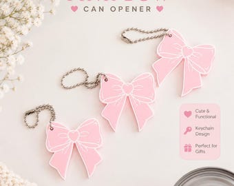 Sleutelhanger met roze strik | Blikopener voor frisdrank | Leuk cadeau voor vrouwen | Geschikt voor mensen met artritis | 3D-geprinte sleutelhanger met strik