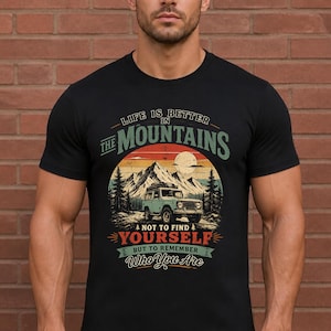 Vintage Camper Van Shirt, Retro Van Life Tee, Mountain Camping T-Shirt, Road Trip Gift