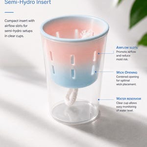 Semi-Hydro Pflanztopf mit Dochtbewässerung | 5 cm Inlay mit Lüftungsschlitzen | Transparenter Wasserbehälter