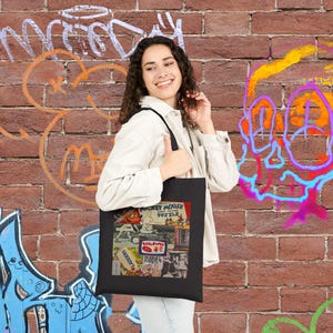 Vintage Collage Tote Bag | Retro Cartoon Print, Mickey Mouse Puzzle Canvas Bag image 10