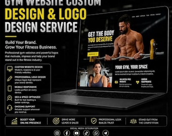 Gym Website Design, Custom Logo, WordPress Fitness Business Site with Membership Plans