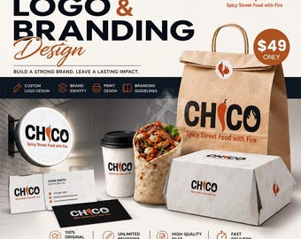 Restaurant Logo Design, Cafe Food Business Brand Identity Kit