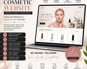 Cosmetic Beauty Website Design, Skincare Ecommerce Site, Custom Small Business Website