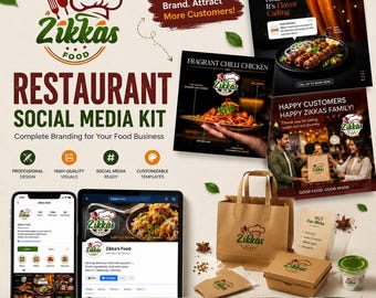 Instagram Post Templates, Custom Logo Design, Brand Identity Kit for Restaurant and Cafe
