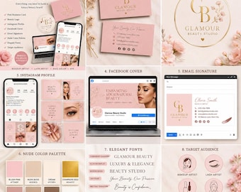 Startpaket för skönhetsmärken | Logotypdesign för salong, varumärkesbyggande för makeupartist + visitkort