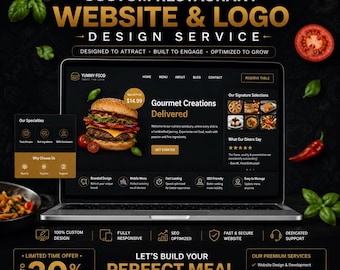 Restaurant Website Design | Food Business Custom Logo, WordPress Build