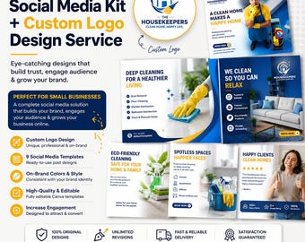 Logotypdesign för städning | Varumärkesbyggande för städföretag och kit för sociala medier