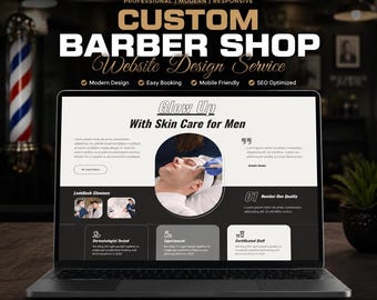 Custom Barber Shop WordPress Website + Logo Design | Mens Salon Branding