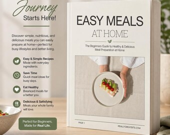 Meal Prep eBook Template, Canva Editable, Healthy Recipes Cookbook Planner Guide