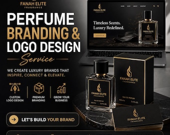 Luxury Perfume Brand Logo Design, Packaging Bottle Label Business Card Kit