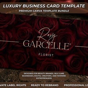 Luxury Ruby Red Rose Aesthetic Digital Custom Business Cards | Canva Template, Booking Card | Minimalist Card | Personalized Card | Florist