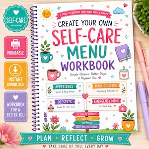 Self-Care Menu Workbook | Mental Wellness, Confidence Builder (Instant Download PDF)