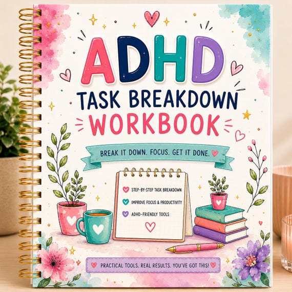 ADHD Task Breakdown Workbook | Task Paralysis Planner Printable PDF