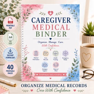 Medical Binder Printable | Caregiver Planner PDF | Health Record Organizer | Medication Log | Emergency Medical Information