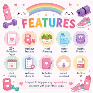 Fitness Journal Bundle | Workout, Meal, Habit Trackers (Digital Download) image 4