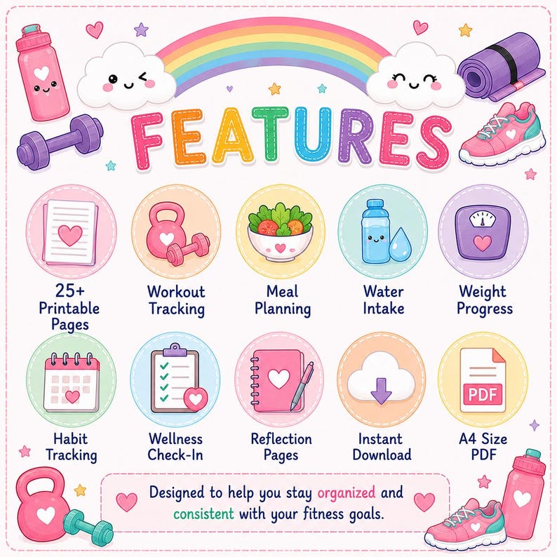 Fitness Journal Bundle | Workout, Meal, Habit Trackers (Digital Download) image 4