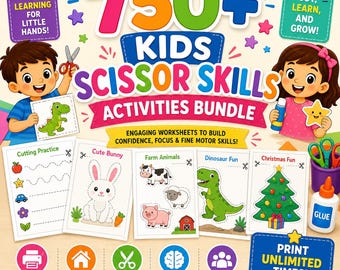 Kids Scissor Skills Workbook | 750+ Cutting Practice Worksheets for Preschool & Kindergarten Printable PDF