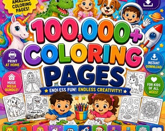 Kids Coloring Pages Bundle | Printable Preschool & Kindergarten Activity Book | 100,000+ Coloring Sheets PDF