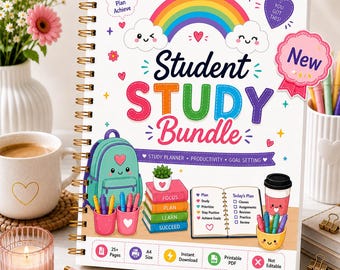 Student Study Planner Bundle | Academic, College, Homework Tracker (Printable PDF)