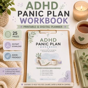 ADHD Panic Plan Workbook | Anxiety Relief Planner | ADHD Coping Skills Toolkit | Grounding Worksheets | Printable Mental Health PDF