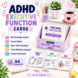 ADHD Executive Function Cards | 80 Printable Coping Strategies (PDF Download)